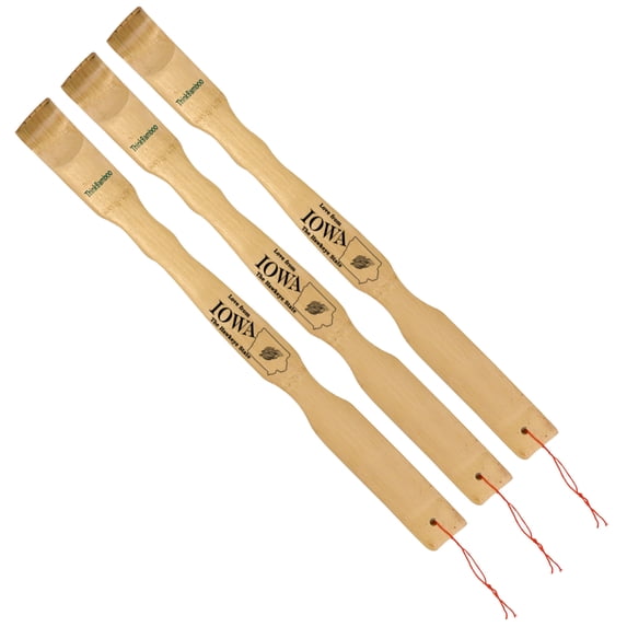 BambooMN 17" Bamboo Back Scratcher - w/Love of 50 States plus 1 Free Travel Size Back Scratcher - Iowa - 3 Units