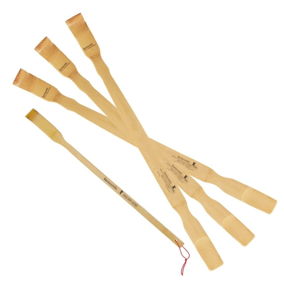 BambooMN 3 Pieces 25" Extra Long Bamboo Backscratcher Shoehorn plus Free Travel Size Back Scratcher