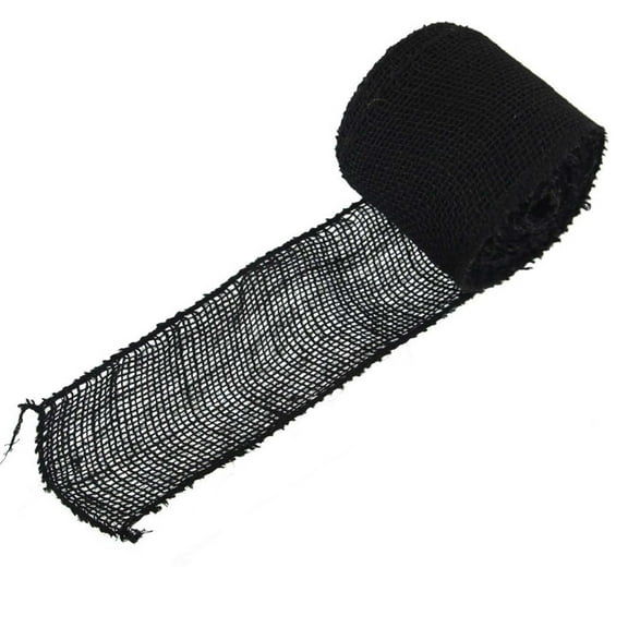 JubileeYarn Burlap Ribbon - 3" Inch wide Burlap Fabric Craft Ribbon - 10 Yards - Hemp Jute - Black