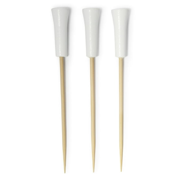 BambooMN Decorative Golf Tee Bamboo Cocktail Sandwich Skewer Picks - 4.25" - White - 100 Pieces