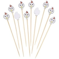 BambooMN 4.7" Decorative Farm Chicken End Bamboo Cocktail Fruit Food Picks Skewer for Catered Events, Holiday's, Restaurants or Buffets, Party Supplies, 100 Pieces