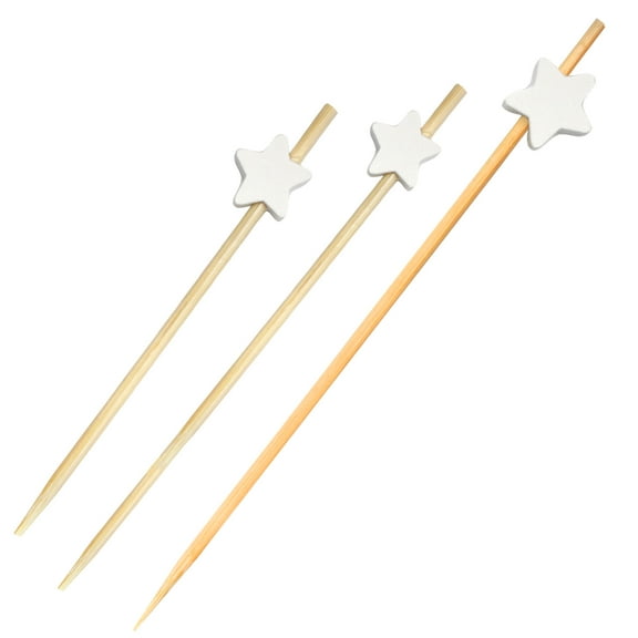 BambooMN 4.7" Decorative White Star Bamboo Cocktail Fruit Sandwich Toothpicks Skewers for Catered Events, Holiday's, Restaurants or Buffet Party Supplies, 1000 Pieces