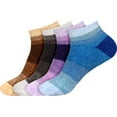 thumbnail image 1 of BambooMN 4 Pairs Women's Chenille Fuzzy Color Block Ankle Home Socks, Assortment D, Sizes 10-13, 1 of 7