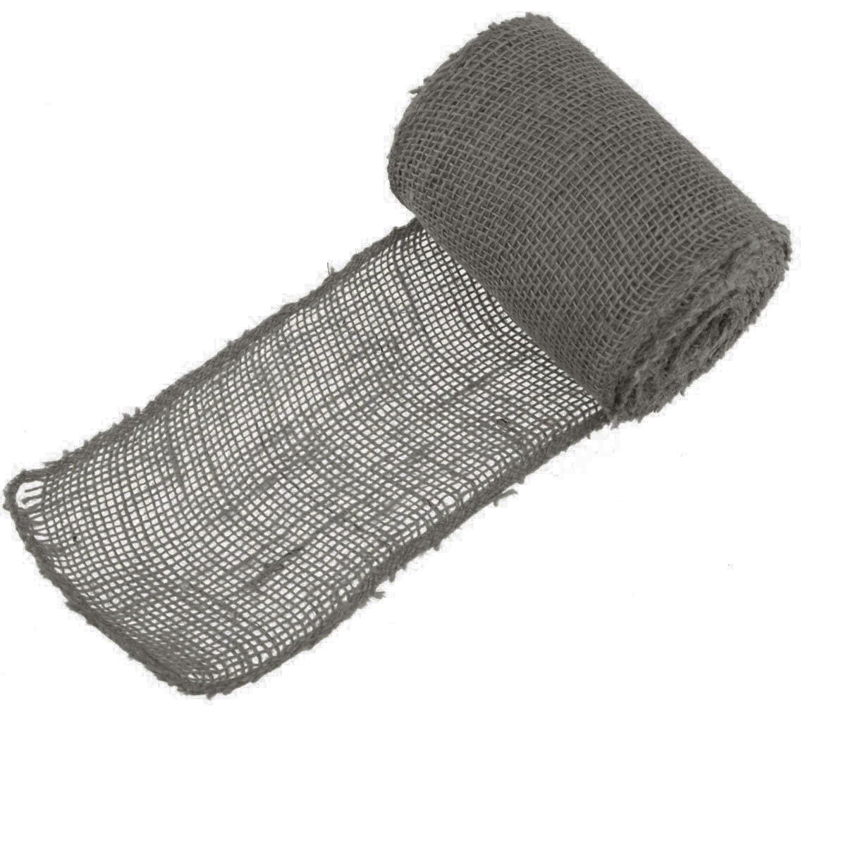JubileeYarn Burlap Jute Craft Ribbon - 5.5" x 10 Yards - Grey - 1 Roll