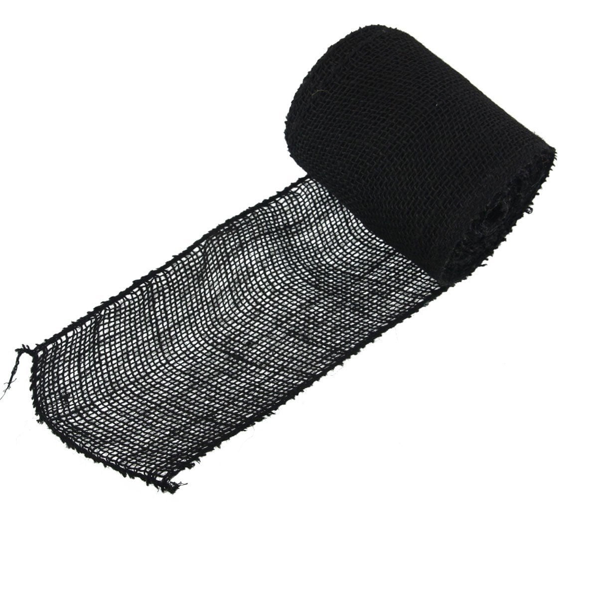 JubileeYarn Burlap Jute Craft Ribbon - 5.5" x 10 Yards - Black - 10 Rolls