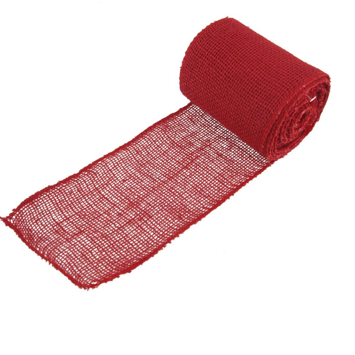 JubileeYarn Burlap Jute Craft Ribbon - 5.5" x 10 Yards - Cranberry - 10 Rolls