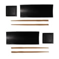 thumbnail image 1 of BambooMN 6 Piece, 2 Sets of 7" Reusable, Eco-Friendly, Black Bamboo Sushi Serving Plates/Trays: Chopsticks, and Soy Sauce Dishes Included!, 1 of 5