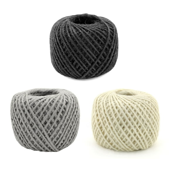 BambooMN 675 Ft, 2mm Crafty Jute Twine String Jute for Artworks, DIY Crafts, Gift Wrapping, Picture Display and Embellishments, 3 Balls Shades of Grey