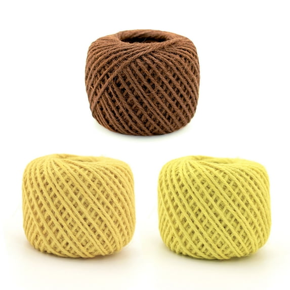 BambooMN 675 Ft, 2mm Crafty Jute Twine String Jute for Artworks, DIY Crafts, Gift Wrapping, Picture Display and Embellishments, 3 Balls Shades of Yellow