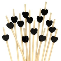 BambooMN 7.1" Decorative Black Heart Bamboo Cocktail Fruit Sandwich Picks Skewers for Catered Events, Holiday's, Restaurants or Buffets Party Supplies, 1000 Pieces
