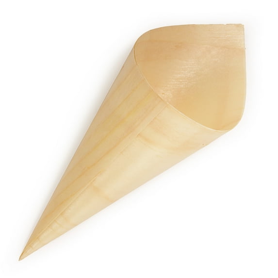 BambooMN - 7.1" Tall x 2.75" Dia Disposable Wood Cones, 100 Pieces