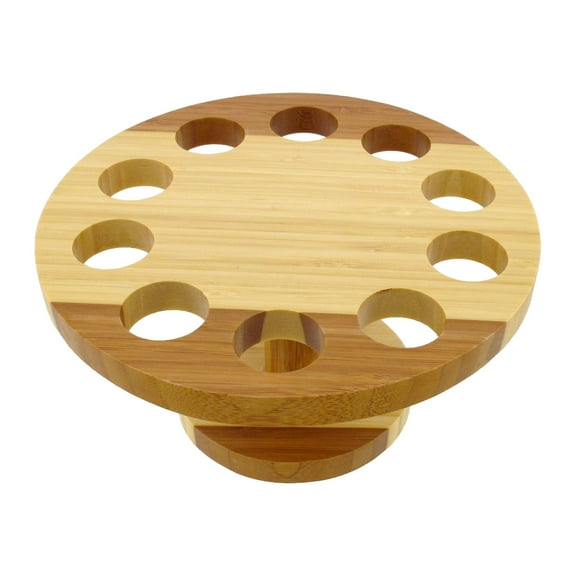 BambooMN 7.25 Inch Natural Bamboo Circle Food Cone Display Tamaki Stand, Holds up to 10 Cones - 3 Pieces