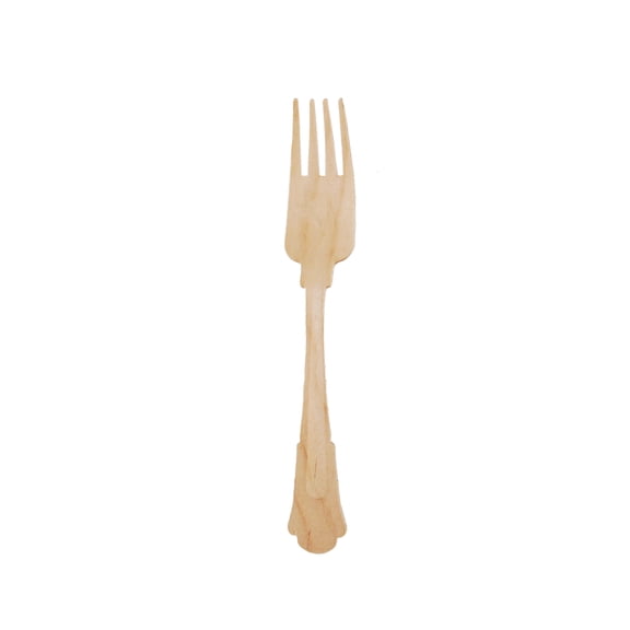 BambooMN 7.5" Small Disposable Wood Fork, 300 Units