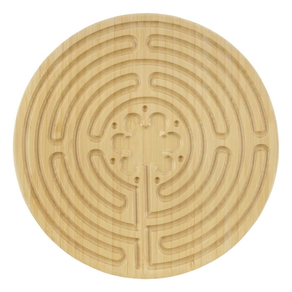 BambooMN 8" Dia Carbonized Brown Bamboo Finger Labyrinth for Meditation and Prayer, 7 Circuit Chartres Style, 3 Pieces