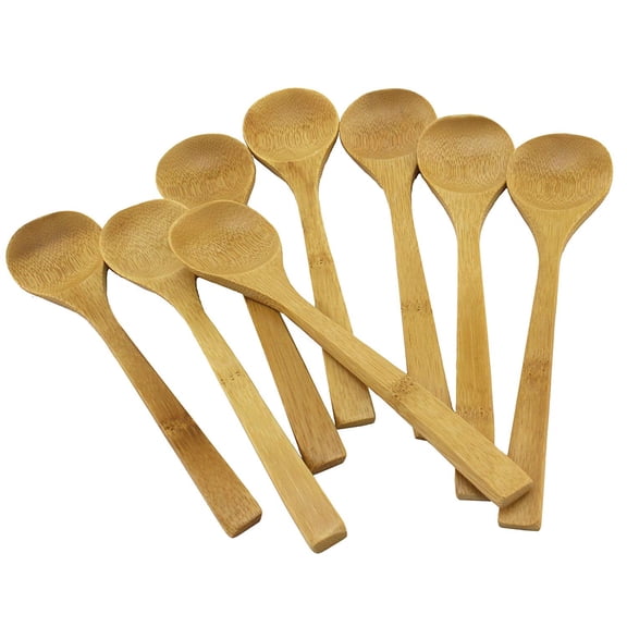 BambooMN 8" Reusable Solid Bamboo Soup Spoon - Dining Flatware - Kitchen Utensils - 30 pcs