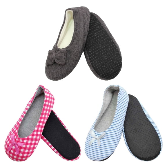 BambooMN Adult Comfort Soft Non-Slip Slippers - Assortment A05 - Medium - 3prs