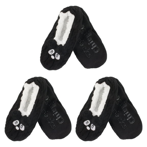 BambooMN Adult Women's Super Soft Warm Cozy Animal Slippers Panda, Medium 3 Pairs