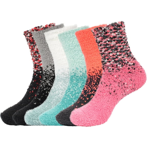 BambooMN - Assorted Fuzzy Gradient Socks - Assortment B - 6prs