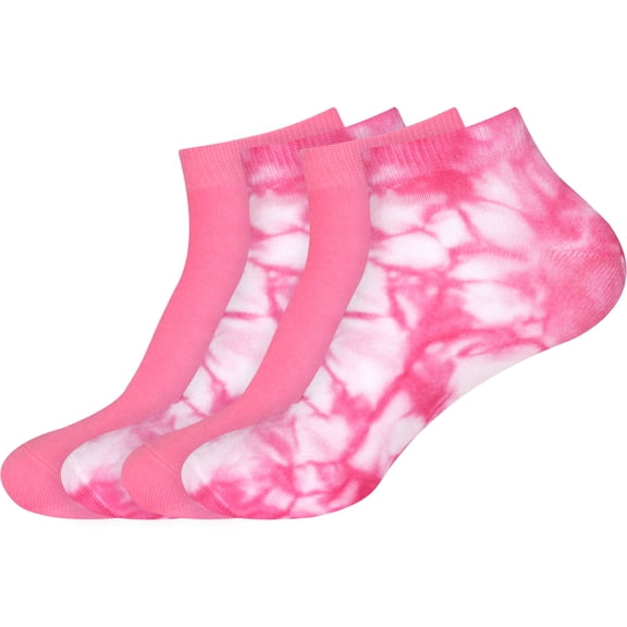 BambooMN Bamboo Men's Tie Dye Ankle Socks - Assortment H Pink - 4 Pairs