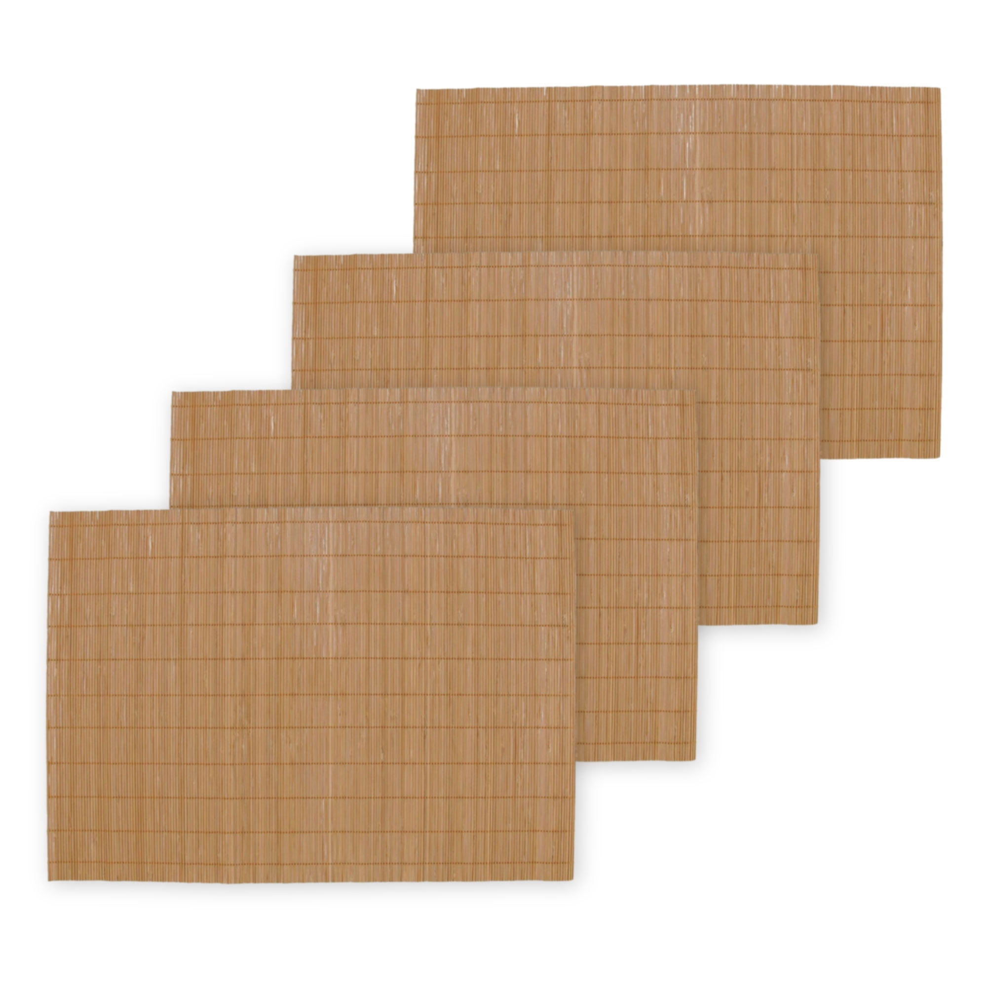 BambooMN Bamboo Placemat/Sushi Rolling Mat - 18" x 13" - Brown, 4 pcs