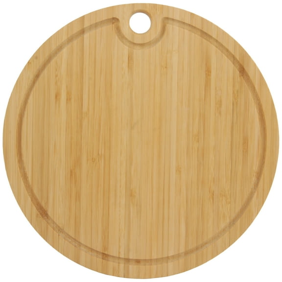 BambooMN Bamboo Round Cutting and Serving Board, Charcuterie Board - 10" diameter x 0.75" thickness - 1 Piece