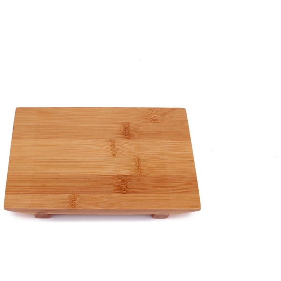BambooMN Bamboo Sushi Board Serving Tray, Rectangle, 8.3" x 5.1" x 1.2" Carbonized Brown, 1 Unit