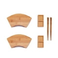 thumbnail image 1 of BambooMN Bamboo Sushi Board Tray, Chopsticks and Compartment Sauce Dish, 9" Fan - 2 Sets, 1 of 7