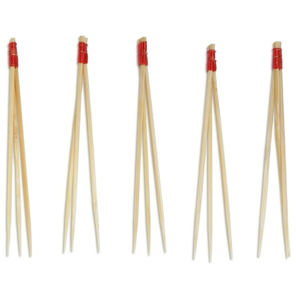 BambooMN - Bamboo Trident Picks - Red Wire - for Catered Events, Holidays, Restaurants or Party Supplies - 3.5" - 300 Pieces