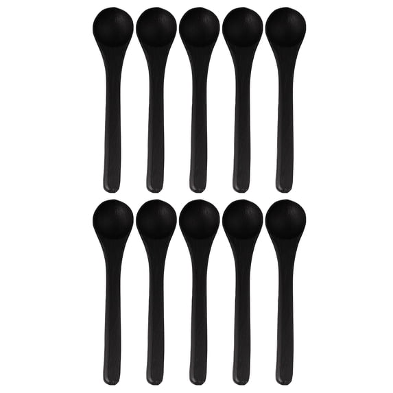 BambooMN Black 4.3" Round Head Small Solid Bamboo Spice Salt Sugar Spoons, 100 Pieces