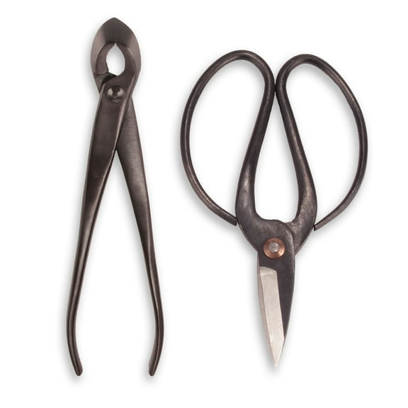 BambooMN Bonsai Basics Set - 8" Concave Cutter, 7" Heavy Duty Shear - 30 Sets