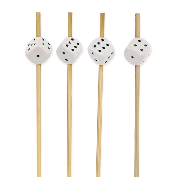 BambooMN Party Dice Toppers for Appetizers Cocktails Burgers Bamboo Skewer Picks - 5.9" (15cm) - Assorted - 1,000 Pieces