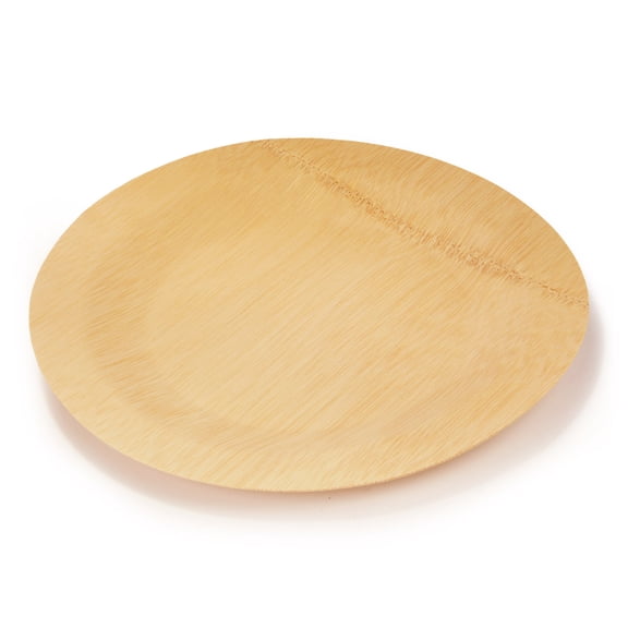 BambooMN Brand - 9" (23cm) Round Disposable Bamboo Veneer Plates, 96pcs