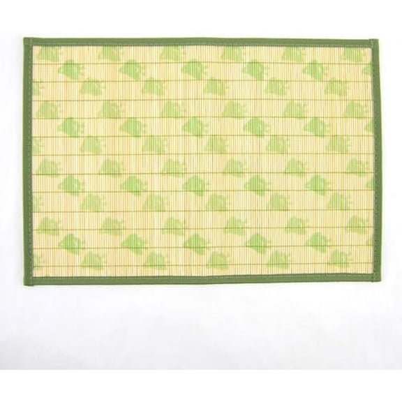 BambooMN Brand - Bamboo Slats Placemat with Matching Coaster - Floral Print, Green Border - 12" x 17.5" - Chicken, 8 pcs