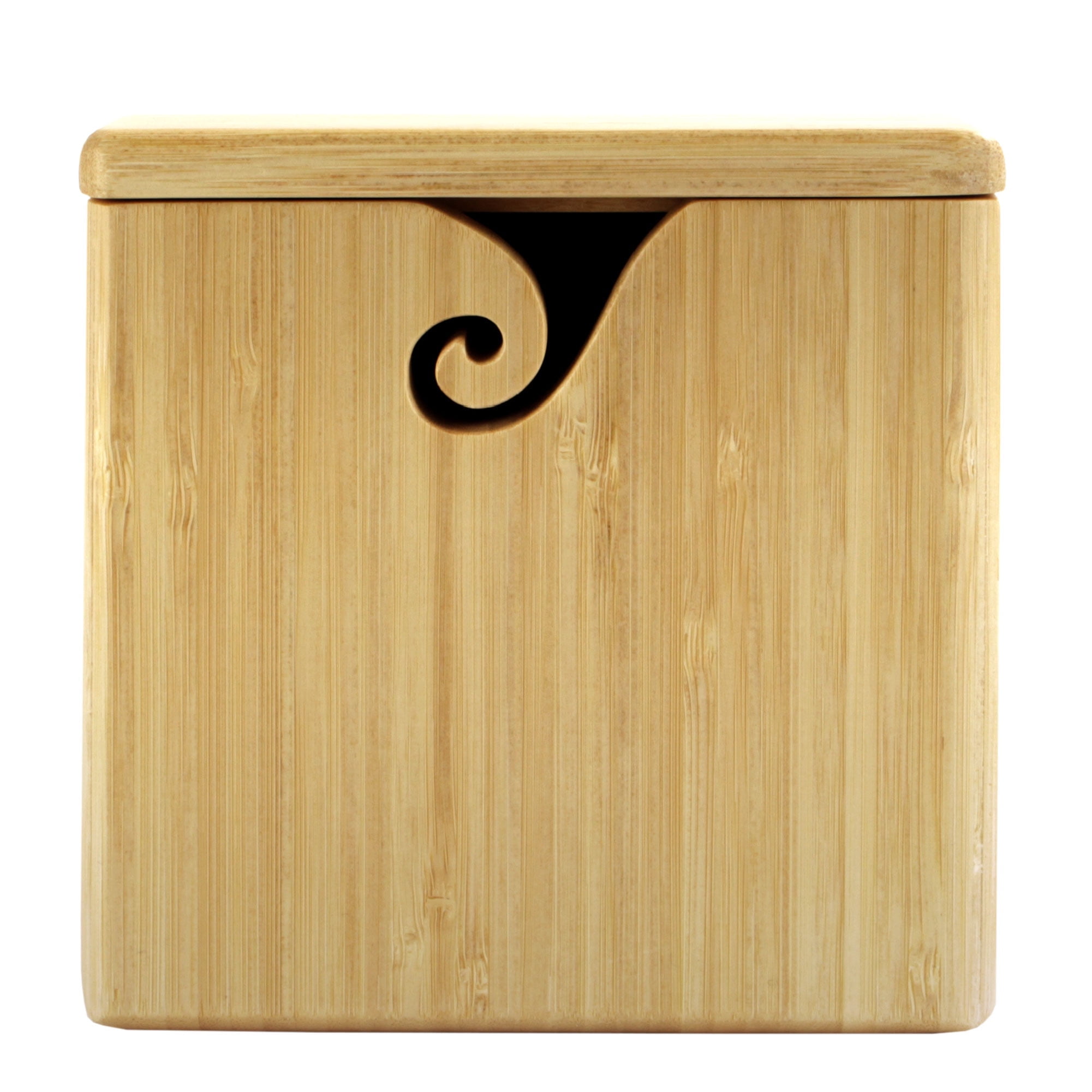 BambooMN Brand - Bamboo Yarn Bowl with Removable Lid -Yarn Holder for Knitting and Crochet - Natural Box