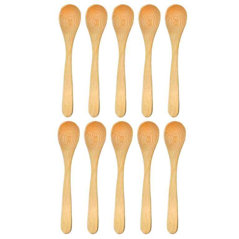 BambooMN Brand - Carbonized Brown 3.5 Oval Head Small Solid Bamboo Spice/Salt/Sugar Spoons, 10pcs