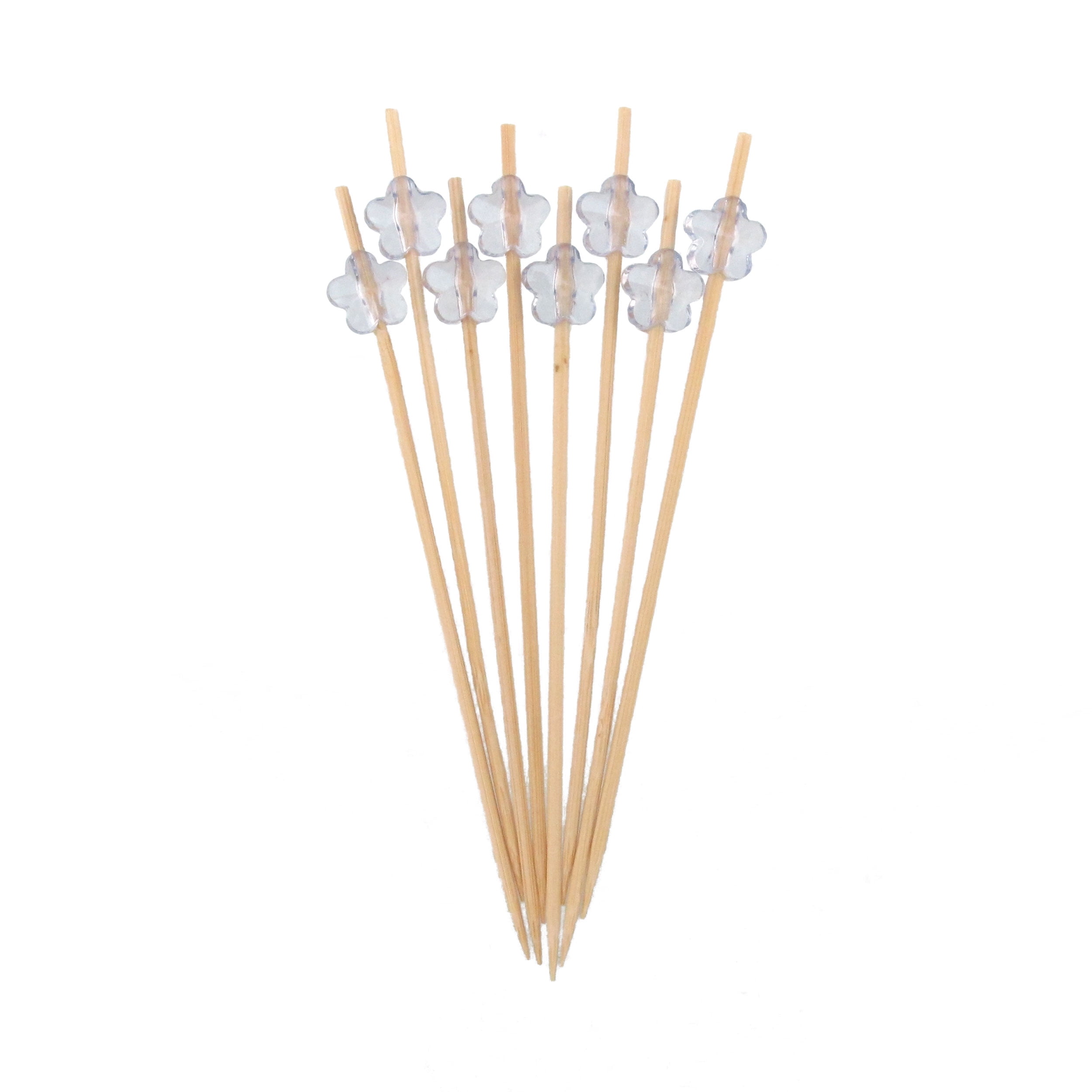 Stuzzichini Decorativi In Bambù Con Perla - 100 Pezzi Da 15 Cm - Per Antipasti, Finger Food, Bevande - Ideali Per Feste E Matrimoni - Colore Bianco