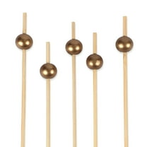 BambooMN Decorative Ball End Bamboo Cocktail Appetizer Picks - 3.9" (10cm) - Gold - 100pcs