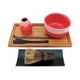 thumbnail image 1 of BambooMN Brand - Matcha Bowl Set (Includes Bowl, Rest, Black Tea Whisk, Black Chasaku, Black Tea Spoon, Rest Tray & Tray) - Coral, 1 of 6
