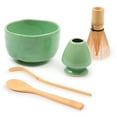 thumbnail image 1 of BambooMN Matcha Bowl Set (Includes Bowl, Rest,Tea Whisk, Chasaku, & Tea Spoon) 2 Sets Soft Light Green, 1 of 6