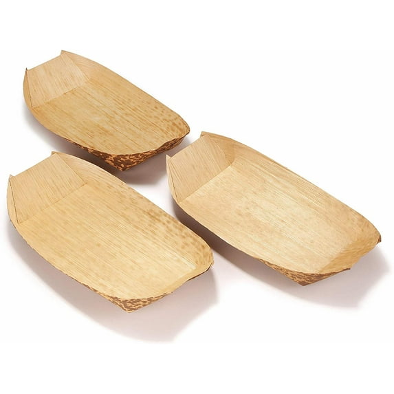 BambooMN Brand - Premium Bamboo Leaf Boats - 10" x 5.75" - 100 Pieces
