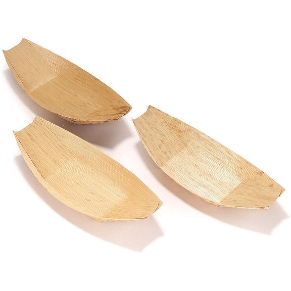 BambooMN Bamboo Leaf Boats Appetizer Dishes - 6" x 2.75" - 1000 Pieces