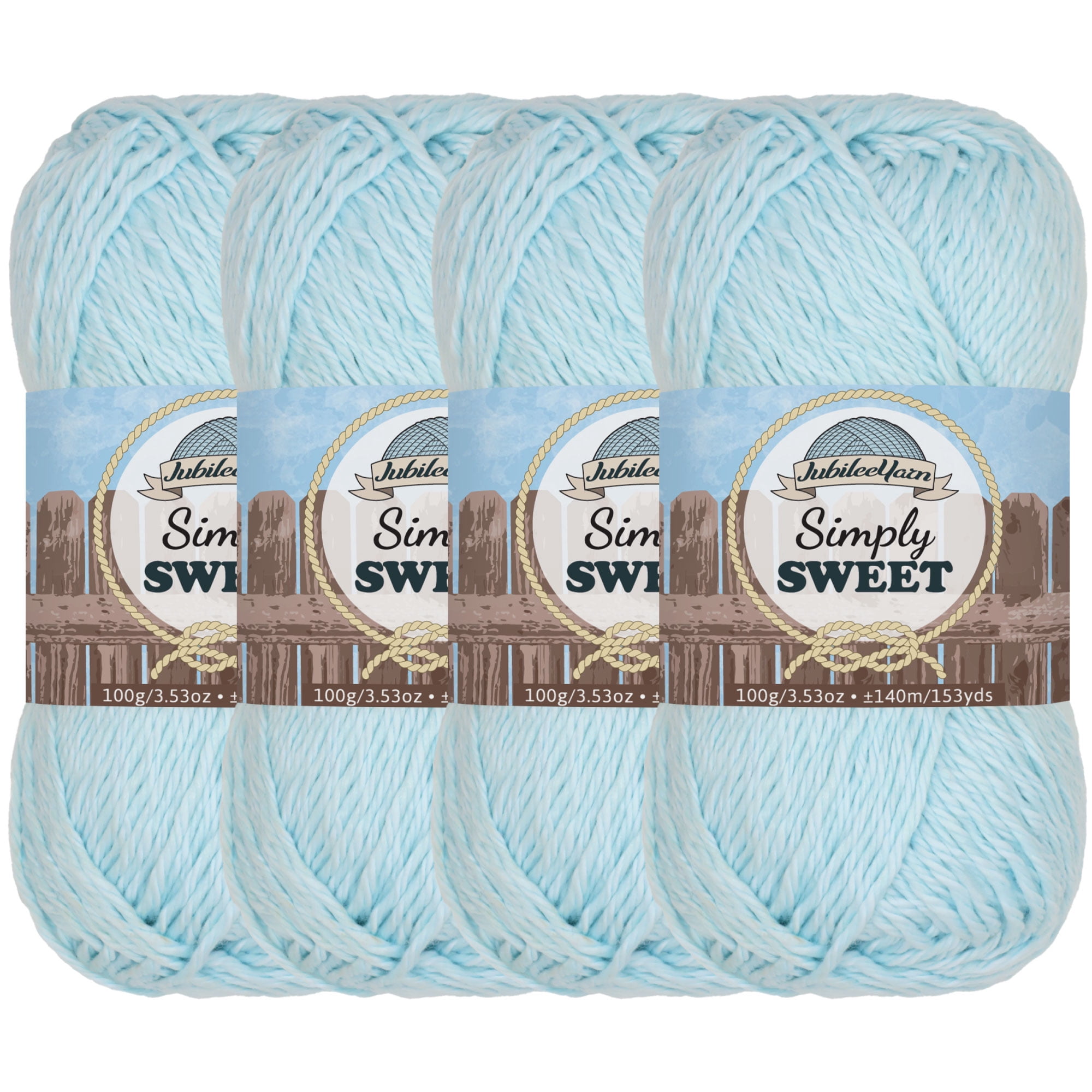 JubileeYarn Simply Sweet Yarn - 100g/Skein DK Cotton Blend - 4 Skeins - Artic Blue - Color 107