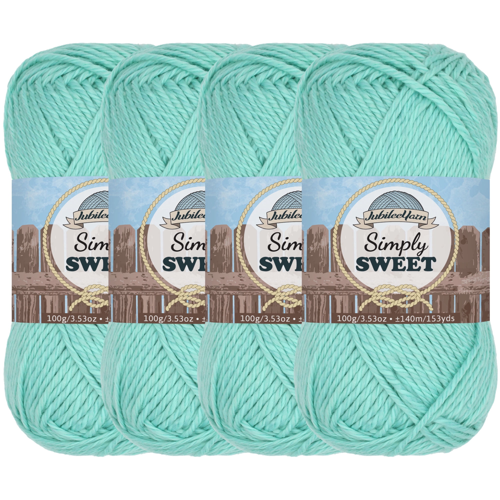 JubileeYarn Simply Sweet Yarn - 100g/Skein DK Cotton Blend - 4 Skeins - Marina Green - Color 108