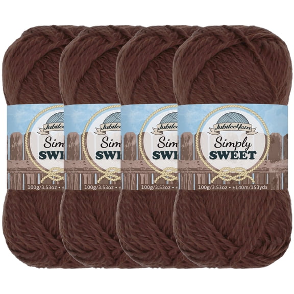 JubileeYarn Simply Sweet Yarn - 100g/Skein DK Cotton Blend - 4 Skeins - Plumwine - Color 410