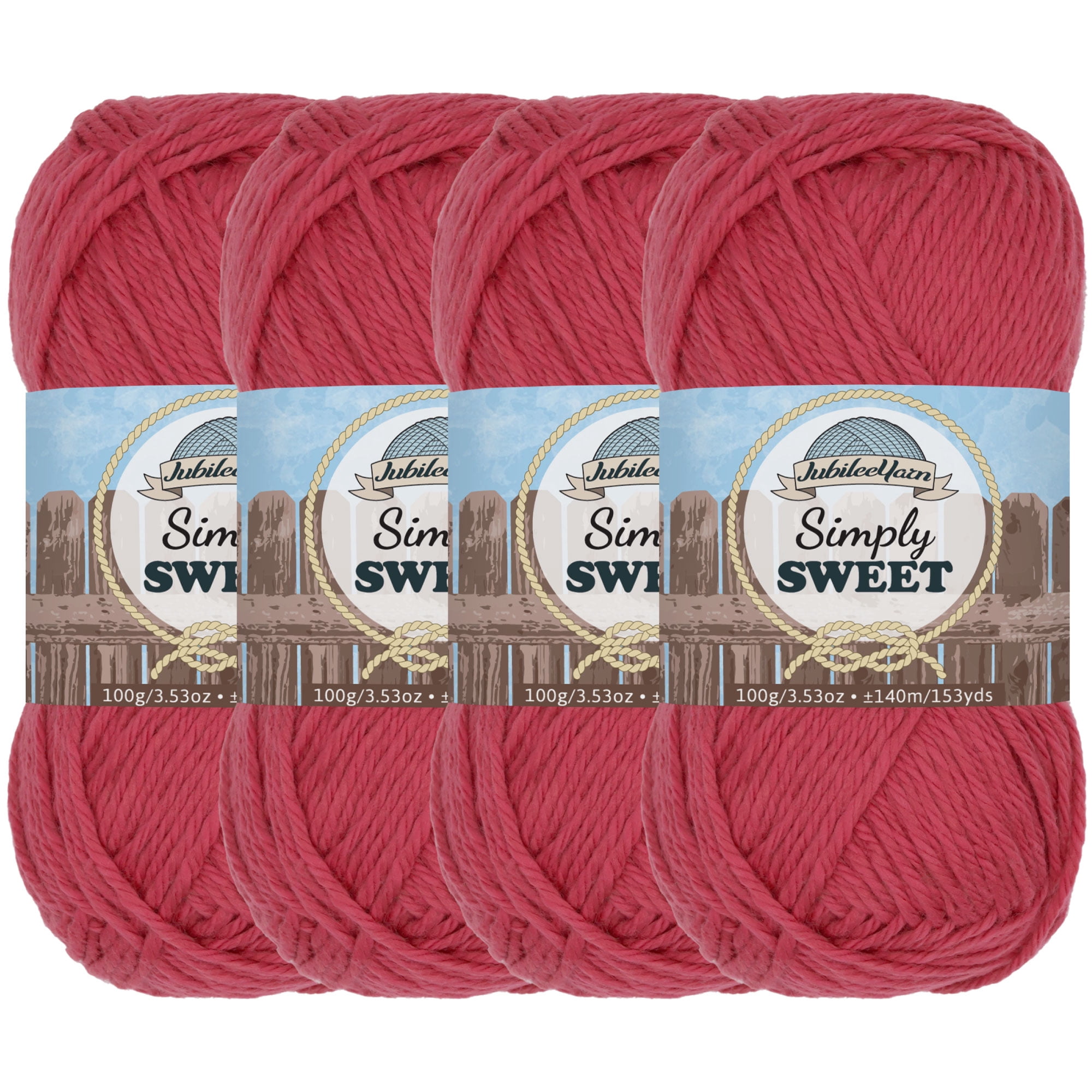 JubileeYarn Simply Sweet Yarn - 100g/Skein DK Cotton Blend - 4 Skeins - Rosy Blush - Color 008
