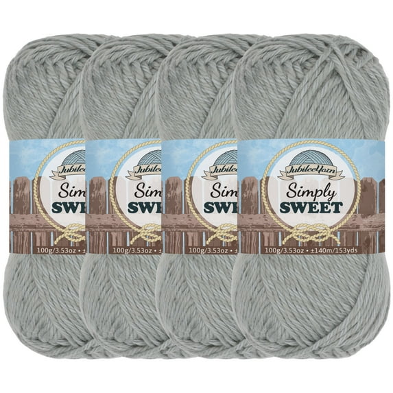 JubileeYarn Simply Sweet Yarn - 100g/Skein DK Cotton Blend - 4 Skeins - Sterling Grey - Color 310