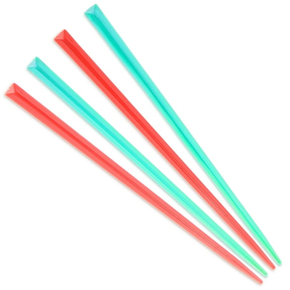 BambooMN Triangular Appetizer Cocktail Prism Picks - 4.5" (11.4cm - Coral Red, Teal - 200 Pieces