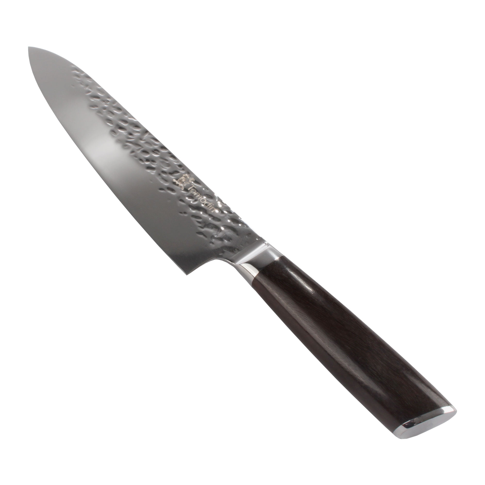 BambooMN Chef Knife - Hammered Blade Black Handle - 1 Knife