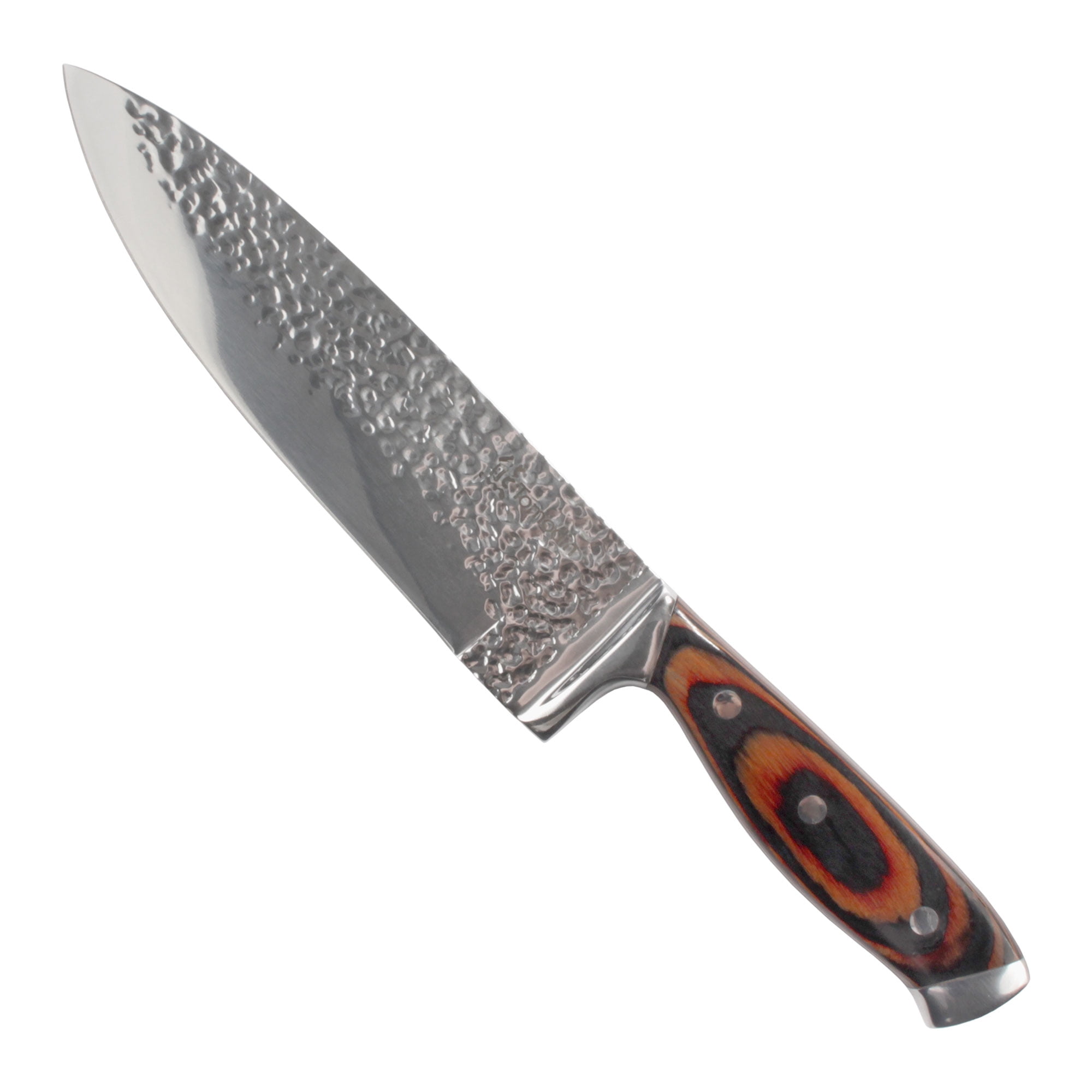 BambooMN Chef Knife - Hammered Blade Walnut Handle - 1 Knife
