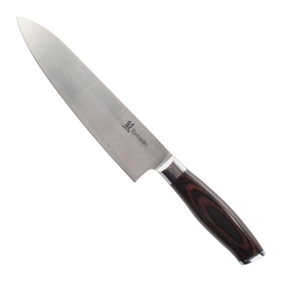 BambooMN Chef Knife - Smooth Blade Black Handle - 1 Knife